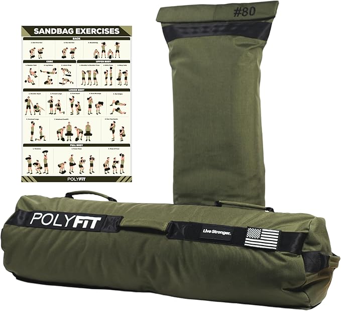 Polyfit Sandbag Pro - Workout Sandbag with Triple Closure Filler Bag and Reinforced Nylon Webbing - Sand Not Included - Multiple Colors & Sizes