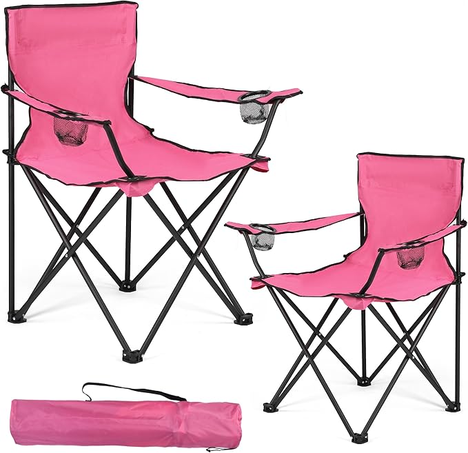 2 Pack Lightweight Camping Chairs, 300LBS Heavy-Duty Portable Folding Chairs with Carry Bag, Compact Design for Camping, Beach, Picnics, and Outdoor Event