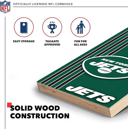 NFL 2' x 3' Solid Wood Cornhole Set with Direct Print HD Team Graphics – Great Gift for Any Football Fan! Bean Bag Toss Family Outdoor Games