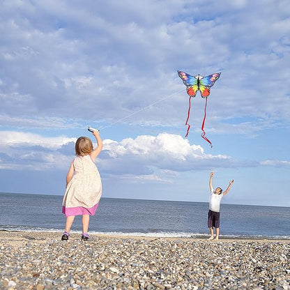 Butterfly Kites for Kids and Adults, Easy to Fly Large Single Line Kite for Boys and Girls - 55" x 28" Beach Kite for Beginners, 300ft String Handle Included