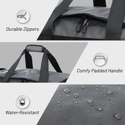 MIER Gym Bag for Men Large Duffel Backpack with Shoe Compartment, 60L Convertible Duffle Bags Weekender Overnight Bag for Gym Sports Travel, Gray