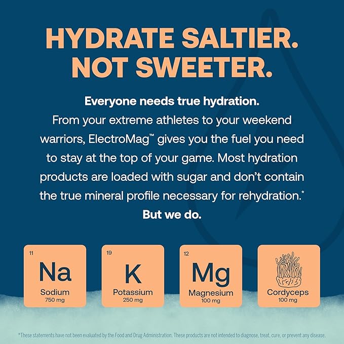 True Grace ElectroMag - 16 Stick Packs (Pack of 2) - Grapefruit - Electrolyte Powder for Rapid Hydration - Sodium, Potassium, Magnesium & Cordyceps - Zero Sugar & Carbs - Non-GMO - 32 Total Servings