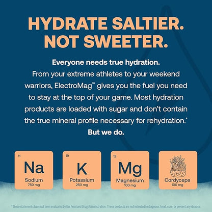 True Grace ElectroMag - 16 Stick Packs (Pack of 2) - Grapefruit - Electrolyte Powder for Rapid Hydration - Sodium, Potassium, Magnesium & Cordyceps - Zero Sugar & Carbs - Non-GMO - 32 Total Servings