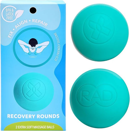 RAD Recovery Rounds - Extra Soft Yoga Deep Tissue Massage Ball Set ??Myofascial Release Balls for Feet, Back, Neck, Legs & Arms ??Trigger Point & Mobility Therapy (2-Pack)