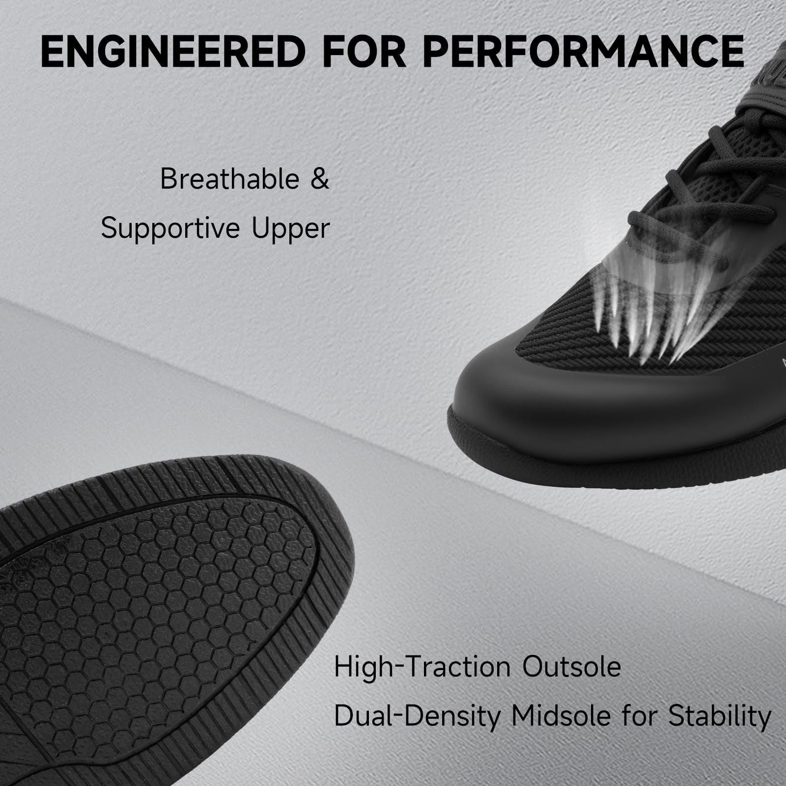 MANUEKLEAR Strong Anti-Slip Deadlift Lifting Squat Shoes for Men, Professional Training