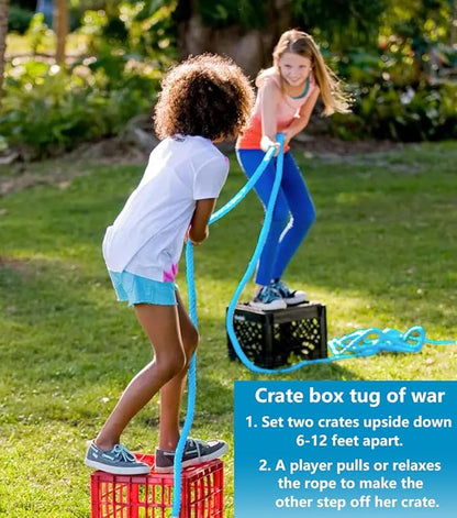 Tug of War Rope Games 40ft for Kids Adult, Field Day Family Reunion Outdoor Outside Yard Backyard Lawn Carnival Camping Picnic Games for Team Building, Blue