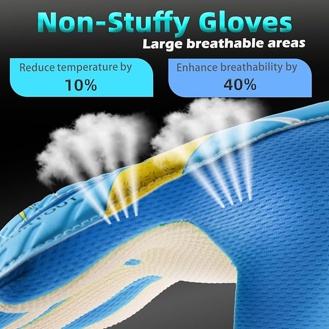 Sportout Kids Goalkeeper Gloves, Soccer Gloves with Double Wrist Protection and Non-Slip Wear Resistant Latex Material to Give Protection to Prevent Injuries