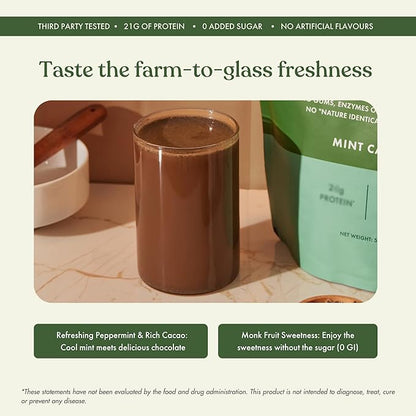 No-Nonsense Plant Protein, 21g Organic Brown Rice & Pea Isolate, Plant Based, Vegan, Gluten/Dairy Free, Sugar Free, Mint Cacao, 1.1lb (1pk, 13 Servings)