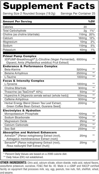Animal Primal Muscle Hydration + Preworkout Powder ??Contains Beta Alanine, 3DPump, Caffeine & Electrolytes ??Improves Energy, Focus, Endurance & Absorption ??New Dragon Berry Flavor, 16.9 oz