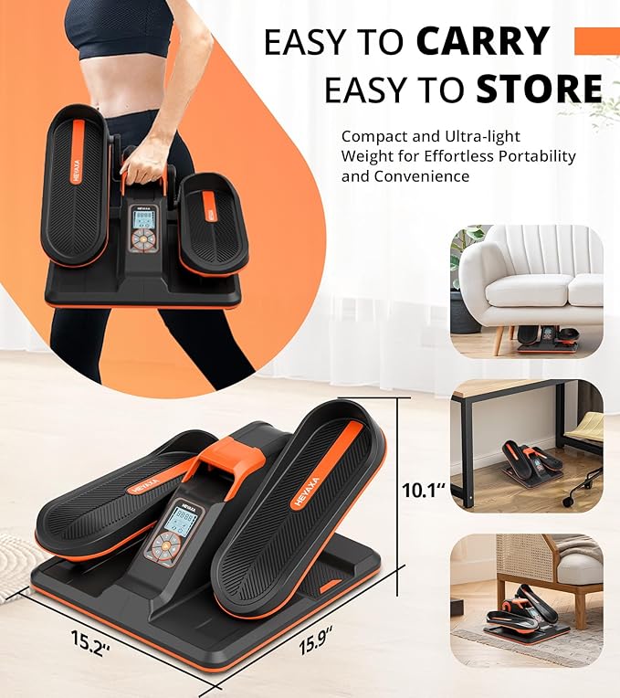 Under Desk Elliptical, Electric Ellipse Leg Exerciser While Sitting for Seniors Adults, Portable Elliptical Machine with LCD Display, Remote Control, Anti-Slip Mat