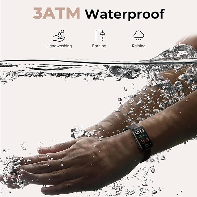 Fitness Tracker for Women Men, Smart Watch Band with 24/7 Heart Rate Blood Oxygen Sleep Monitor, Calories Step Tracker Pedometer 3ATM Waterproof Activity Tracker for Android iOS, Black