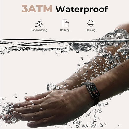 Fitness Tracker for Women Men, Smart Watch Band with 24/7 Heart Rate Blood Oxygen Sleep Monitor, Calories Step Tracker Pedometer 3ATM Waterproof Activity Tracker for Android iOS, Black