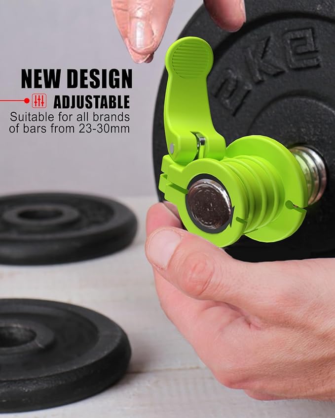 Barbell Clips 1 Inch Quick Release Weight Clamps 0.9-1.18inch Multi-Size Adjustable Olympic Clamps for Bars