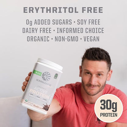 Sunwarrior Organic Plant Based Protein Powder | Vegan Organic Protein Powder with BCAA Amino Acids Plus Recovery Minerals & Botanicals | Non-GMO Soy Dairy & Gluten Free (Chocolate, 20 Servings)