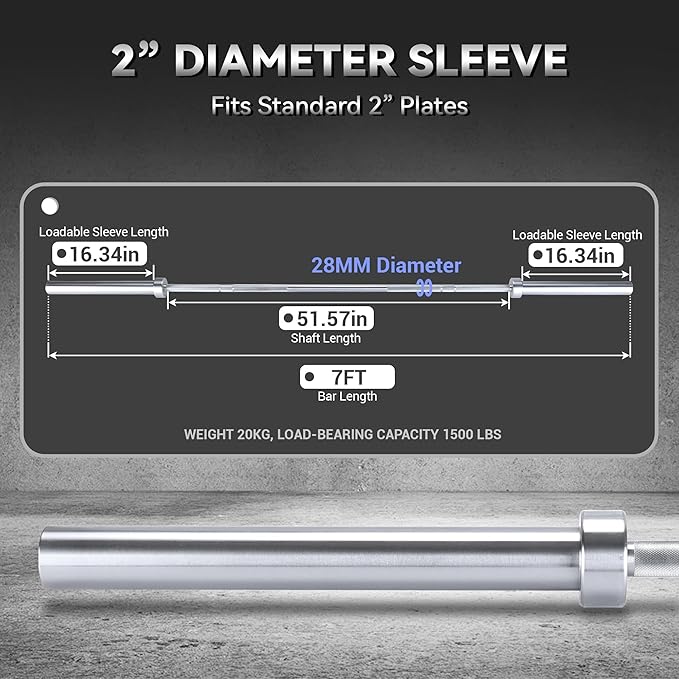 Barbell Bar for Weightlifting - 7FT Heavy Duty (1500LB/700LB), 4FT Short (500LB), 47" EZ Curl Bar - Fits 2" Standard Plates - Home Gym Strength Training