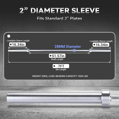 Barbell Bar for Weightlifting - 7FT Heavy Duty (1500LB/700LB), 4FT Short (500LB), 47" EZ Curl Bar - Fits 2" Standard Plates - Home Gym Strength Training