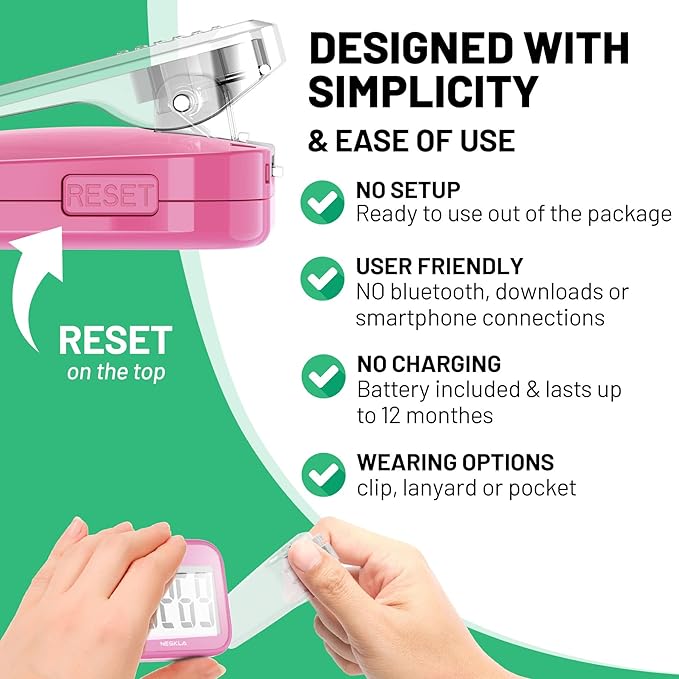 3D Pedometer for Walking, Simple Step Counter with Large Digital Display, Step Tracker with Removable Clip Lanyard, Accurately Track Steps for Men Women Kids Adults Seniors