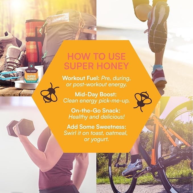 You Again Super Honey Clean Energy Gel, Honey & Himalayan Salt | Electrolyte Replenishment Running Fuel | Endurance Workouts & Cycling Gel | Paleo & Carnivore Snack | Gluten-Free | USA Made | 24-Pack