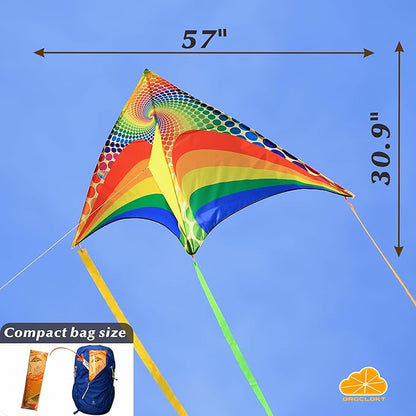 ORGCLDKT-Rainbow Cruiser Delta Kite, Kites for Kids Ages 8-12,4-8,Boys,Girls,Kites for Adults,Beach,Beginners,Giant.1Pc or 3Pcs Pack. Easy to Fly.