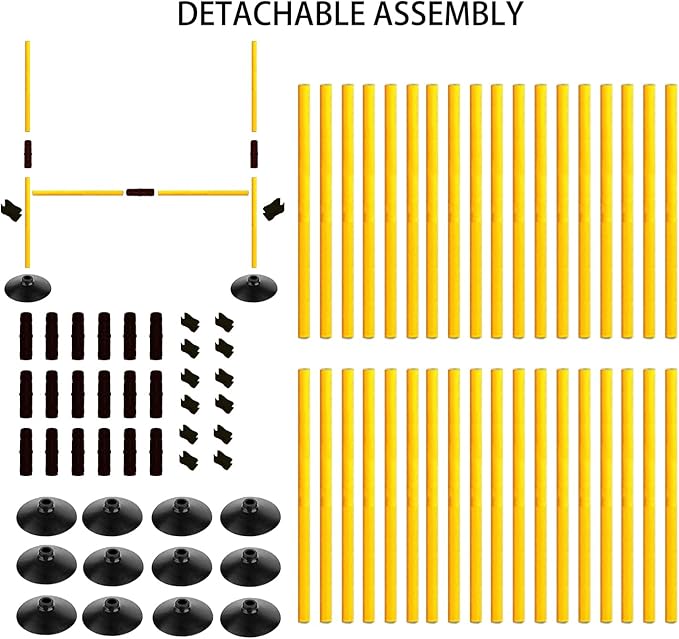 Adjustable Height Agility Hurdle Set Multi-Function Soccer Trainning Pole Set Coaching Sticks with Rubber Base