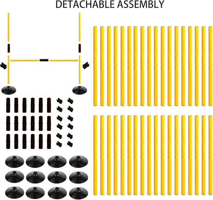 Adjustable Height Agility Hurdle Set Multi-Function Soccer Trainning Pole Set Coaching Sticks with Rubber Base