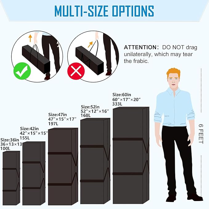 Sports Duffle Bag 42IN Extra Large Travel Duffel Luggage Bag with Upgrade 2-way Lockable Zippers, Durable & Water Resistant (42inch)