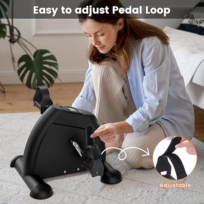Sportneer Under Desk Bike Pedal Exerciser: Mini Exercise Bike Portable Peddler Sitting for Seniors with LCD Display Arm & Leg Bike Pedals Exerciser with Anti-Skid Mat for Home Office