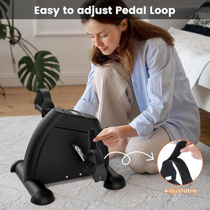 Sportneer Under Desk Bike Pedal Exerciser: Mini Exercise Bike Portable Peddler Sitting for Seniors with LCD Display Arm & Leg Bike Pedals Exerciser with Anti-Skid Mat for Home Office