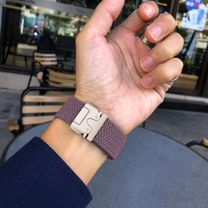 Braided Bands Compatible with Garmin Vivoactive 6/5/3/Venu 2 Plus/Forerunner 165/55/645/245 Music, 20mm Parachute Buckle Soft Stretchy Nylon Band for Garmin Venu/Sq/Sq 2/Vivomove HR Men Women