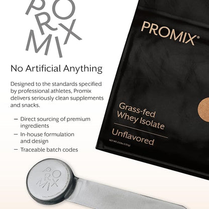ProMix Nutrition Whey Protein Isolate Powder, 30g Grass Fed Whey Isolate, 6.6g BCAAs, Gluten Free, Keto Friendly, Unflavored - 2.5 Pound (Pack of 1)