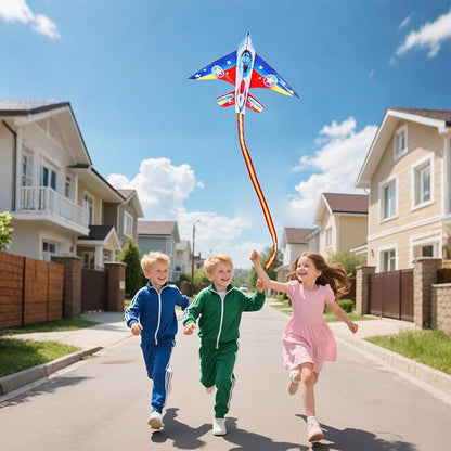 Fighter Jet Kites for Kids & Adults - Durable Airplane Kites for Boys Ages 8-12 & 4-8 with Kite String Reel, Easy Fly Large Outdoor Kite for Beach & Park Activities