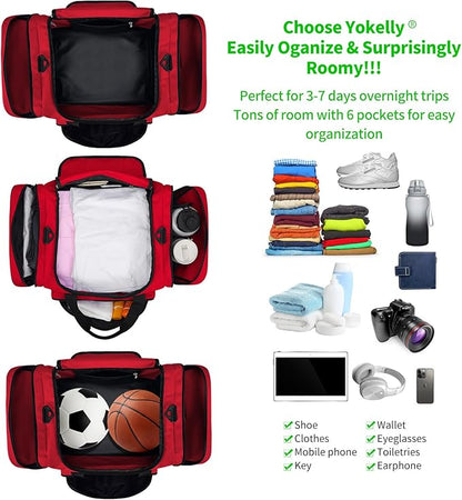 Sports Duffel Bag 22 Inch Travel Gym Duffle - Red