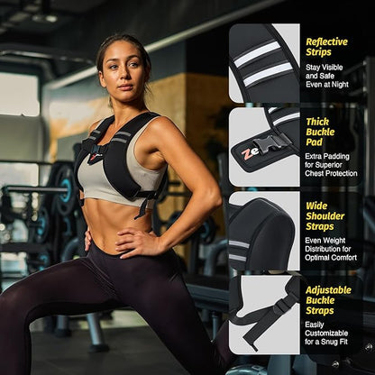 ZELUS Weighted Vest, Z-Fit Soft Iron Weighted Vest for Women and Men, 5/10/15 lb Weight Vest with Reflective Stripes & Adjustable Straps, Ultra Thin Weight Vest for Home Gym Strength Training Weight Loss Workout