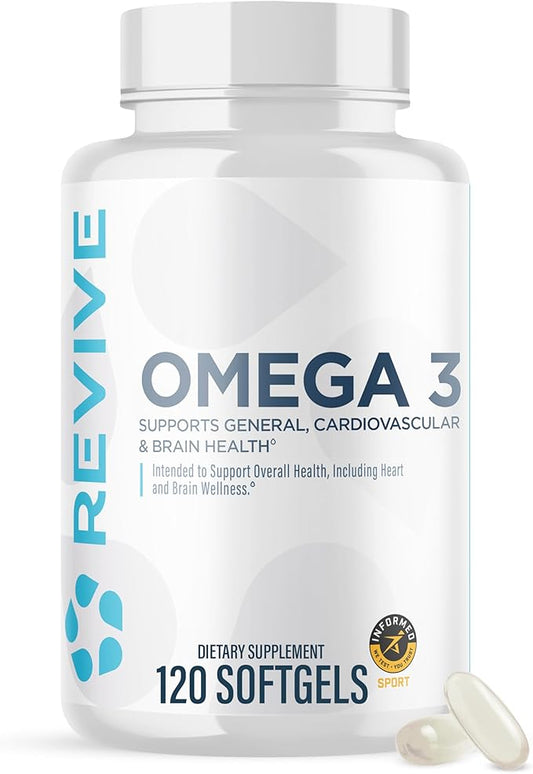 Revive MD Omega 3 Fish Oil Supplements for Men & Women - Omega 3 Softgels with EPA & DHA Fatty