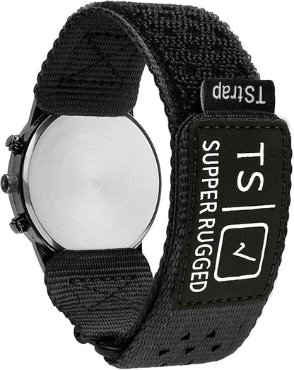 TStrap Nylon Sport Watch Band - Black Quick Release Watch Straps for Men Women - Athletic Military Smart Watch Bracelet Replacement - Correa para Reloj Hombre - 18mm 20mm 22mm