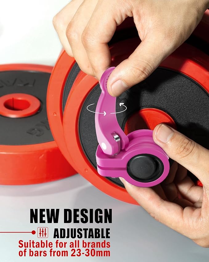 Narrow Barbell Clips 2.5cm Width for Olympic Bars, 0.9-1.18inch Adjustable Weight Clamps, Quick Release Locking Collars for Weightlifting