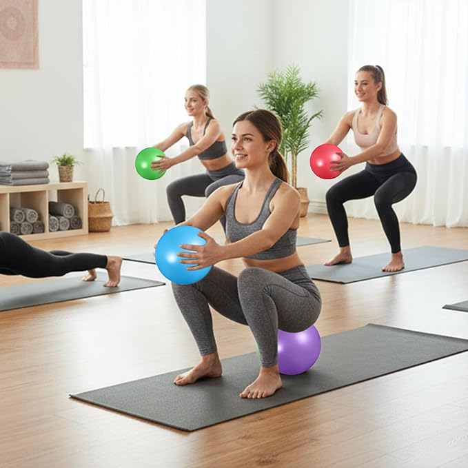 Aoriher 10 Pieces 9 Inch Exercise Pilates Ball Yoga Therapy Core Ball for Yoga Stability Barre Training Stretching Physical Posture Training Gym
