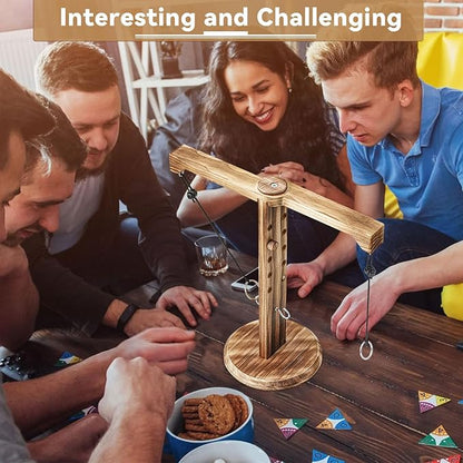 Uzoli Ring Toss Game for Adults, Wooden Hook and Ring Game, Fun Ring Hook Throwing Game Outdoor and Indoor, Family Game for Party Camping Yard