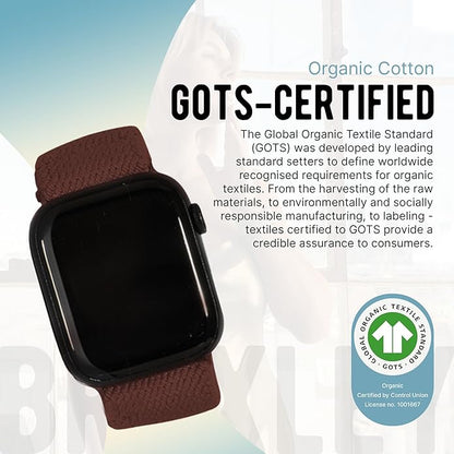 Braxley Bands - Organic Cotton Watch Bands For Women and Men, Compatible With All Apple Watch Sizes and Series - Washable, Sweat-Absorbent, Breathable Fit, Elastic Smart Watch Bands