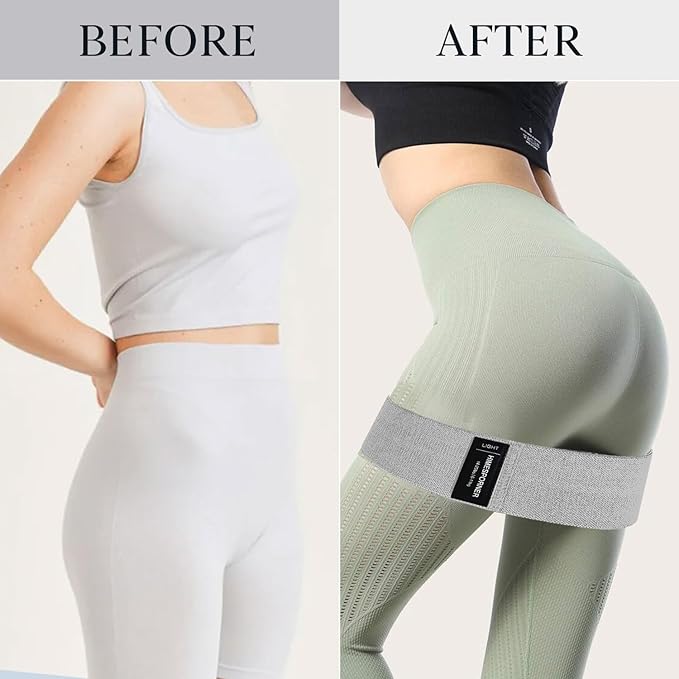 9 PCS Fabric Resistance Bands Set for Working Out, Non-Slip Exercise Booty Bands for Women & Men Leg and Glutes with Hair Ties and Tape Measure - for Home Gym Workout, Yoga, Pilates