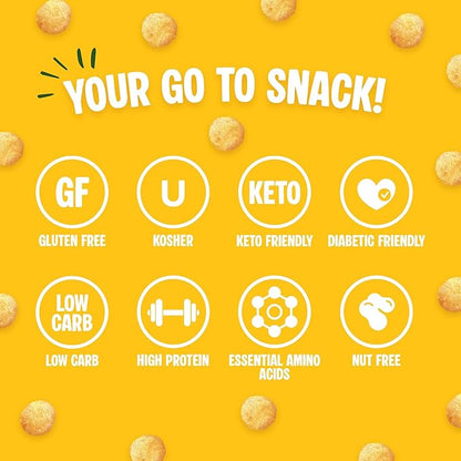 Twin Peaks Protein Puffs - (Garlic Parmesan), Keto Friendly, Low Carb Snack (300g, 21g Protein, 2g Net Carbs, High Protein, Healthy Crunchy Snack)