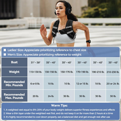 Zeerun Weighted Vest, 6lb/8lb/10lb/12lb/15lb/18lb/20lb/24lb/30lb for Men Women, Reflective Stripe