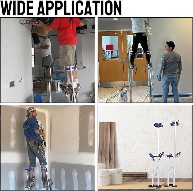 24-40 Inch Silver Drywall Stilts Aluminum Tool Stilt with Protective Knee Pads Portabl Adjustable For Painter Walking Painting