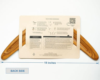 Masterfully Handcrafted Wooden Boomerang | Huge Size – 18 Inches | Flight-Tested, 100-Yard Range | Returning | Includes Throwing Guide | Boomerang for Adults | Colour: Light Brown Cedar