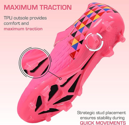 Soccer Cleats for Kids & Youth | Lightweight Football Shoes for Firm Ground | Durable Girls & Boys Soccer Cleats with Non-Slip Sole | Comfortable Soccer Boots | Unisex Size 11-6