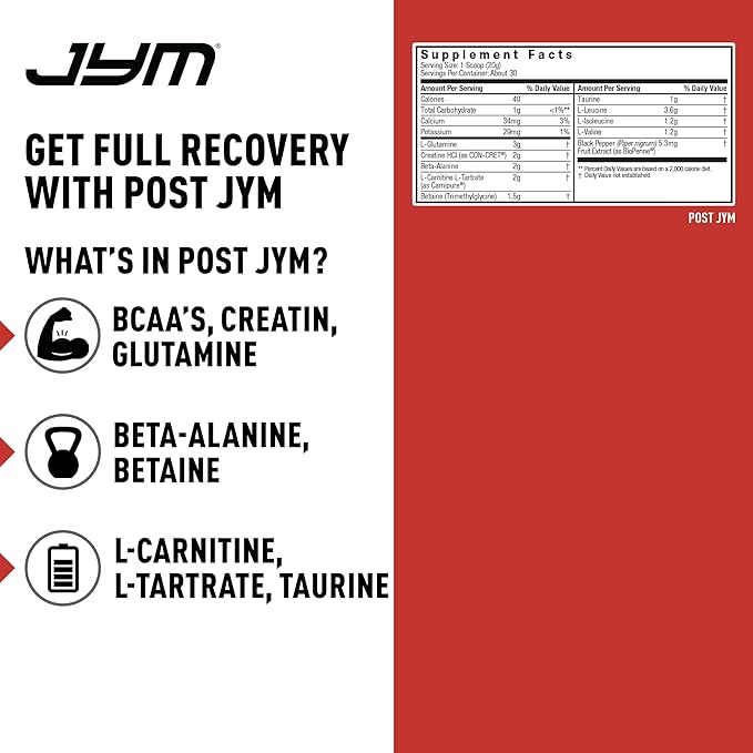 JYM Supplement Science Post JYM Active Matrix Rainbow Sherbet Amino Recovery Powder Pure Creatine HCL, BCAA?™s, Glutamine, Carnitine, Betaine, Taurine for Strength, Repair, Performance 30 Servings