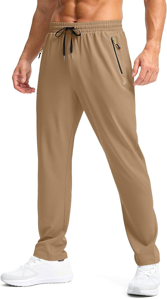 Pudolla Men's Lightweight Hiking Pants Quick-Dry Outdoor Sweatpants with Zipper Pockets for Casual