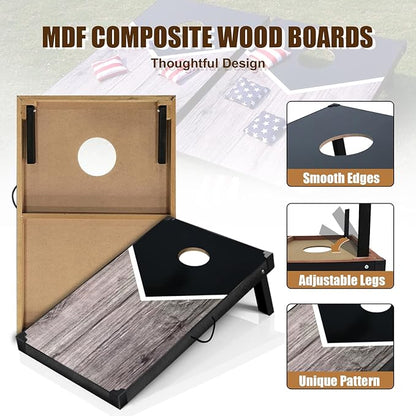 2’x3’ Cornhole Boards Set, Cornhole Outdoor Game Set - Corn Hole Toss Boards Set with 8 Cornhole Bags and 2 Cornhole Boards, Cornhole Sets for Adults Lawn Outside Backyard Games