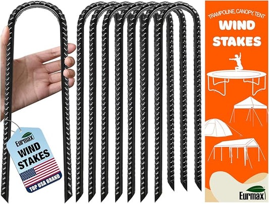 Eurmax USA Ground Anchors, Heavy Duty Ground Stakes, Trampoline Stakes, Tent Stakes Anchor Kit for