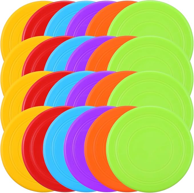 24pcs Flying Disc 7 Inch Silicone Flying Disks Bulk for Dog Outdoor Backyard Lawn School Teaching Early Education Sports Games Party Favors, 6 Colors